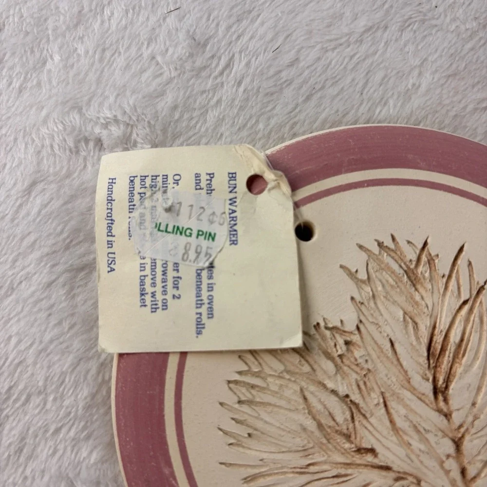 Vintage 90s Blue Moon Pottery Bun Warmer Ceramic Bread Warming Stone Rustic
